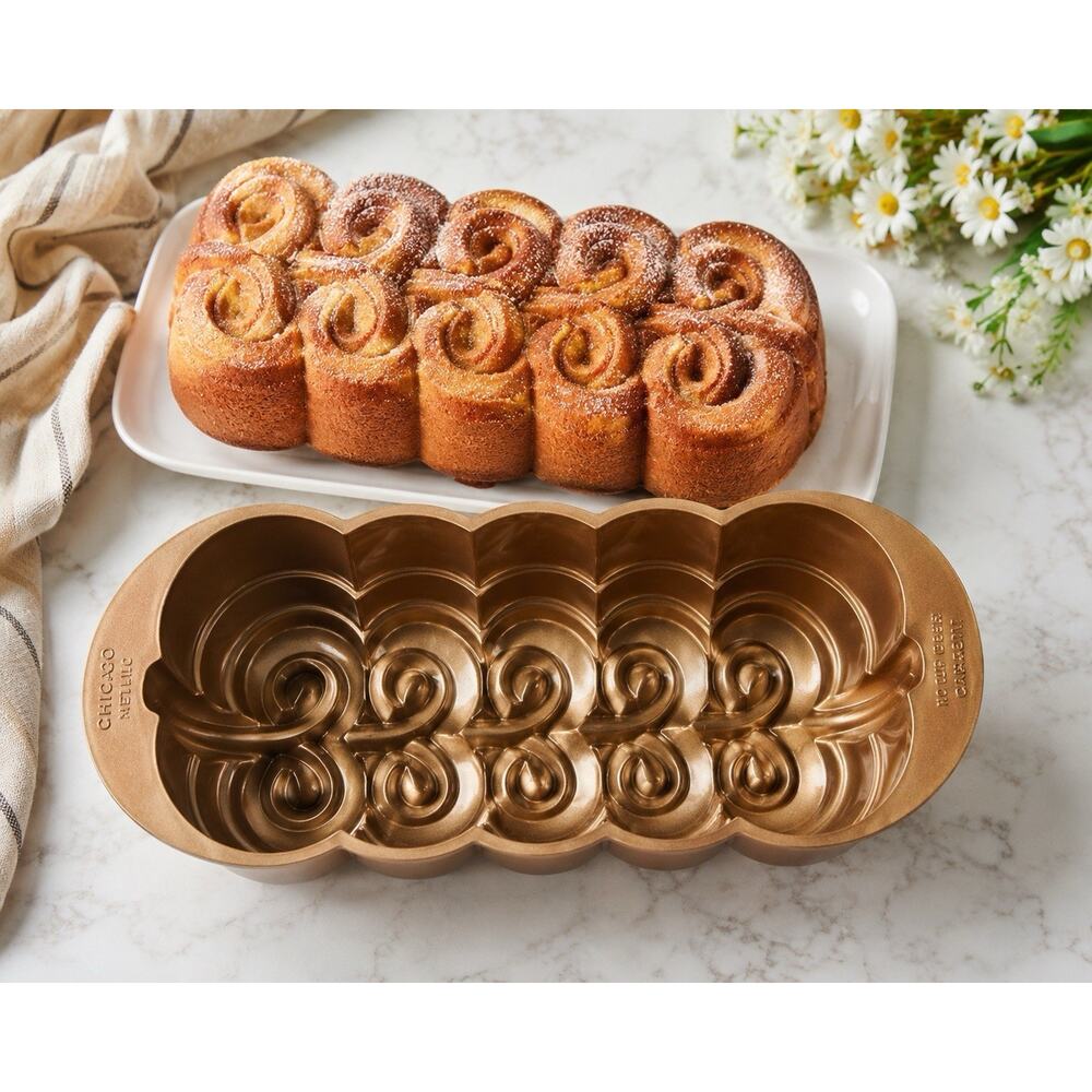 Chicago Metallic Swirl Loaf Pan | 10 Cup Decorative Cake Mold Bakeware